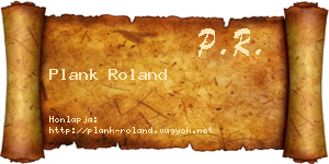 Plank Roland névjegykártya